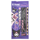 Kuromi stationery set packaging with purple background